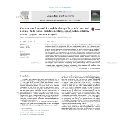 Computational framework for model updating of large scale linear and nonlinear finite element models using state of the art evolution strategy